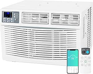 WiFi Enabled 12,000 BTU Window Air Conditioner, Smart Window AC Unit with Remote, Energy Saving, Easy Install Kit, Cools up to 550 Square Feet