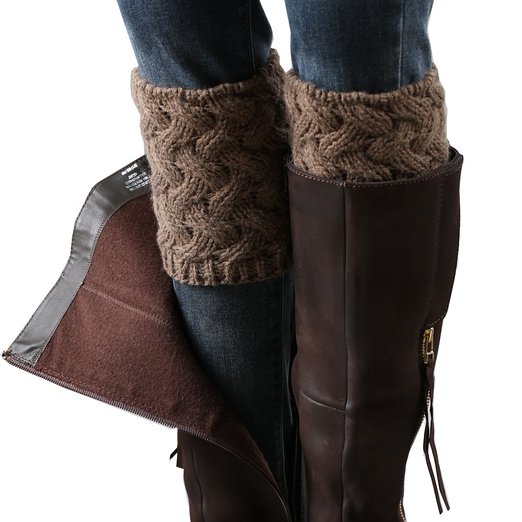 FAYBOX Short Women Crochet Boot Cuffs Winter Cable Knit Leg Warmers