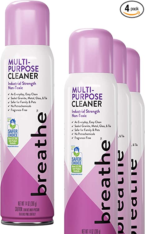 Breathe Industrial Multi-Purpose Cleaner for an Everyday, Easy Clean - Can be Used on Sealed Granite, Metal, Glass, and Tile - EPA Safer Choice Product - 14 oz - 4 Pack