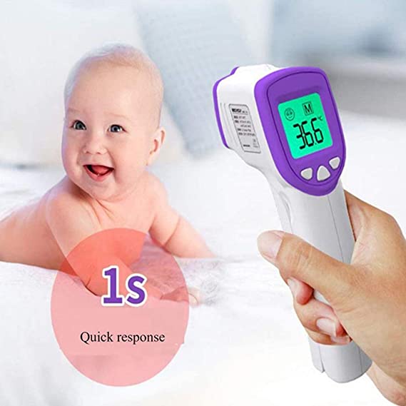 EEFRVDFFDE Smart Forehead Thermometer, No Touch Thermometers for Adults, Kids, Baby, in Fahrenheit & Celsius (Fahrenheit & Celsius, Purple)