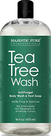 Antifungal Tea Tree Body Wash, Helps Nail Fungus, Athletes Foot, Ringworms, Jock Itch, Acne, Eczema & Body Odor, Soothes Itching & Promotes Healthy Feet, Skin and Nails, Naturally Scented, 16 fl. oz.