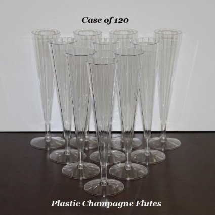 Clear Plastic Champagne Wedding Toasting Flutes (Case of 120)