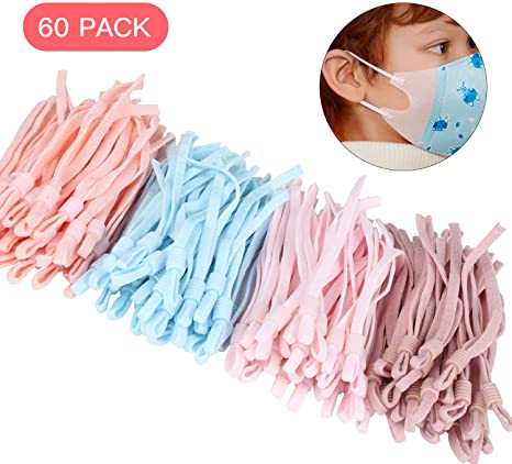 AMLY 120 Pcs Elastic String Bands Cord Rope for Mask with Premium Cord Lock, Stretchy Face Cover Earloop for Crafts DIY Sewing (Multicolored, 60 Pack)