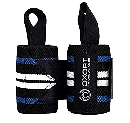 OxOFit Wrist Wraps with Thumb Loops For wrist support and stability For Men and Women - Ideal for Home exercises such as Yoga, Skipping, Pilates and Gym exercises Such as Squats, Wrist Support, Cross Training, Weightlifting, Fitness & Powerlifting (22 Inches)
