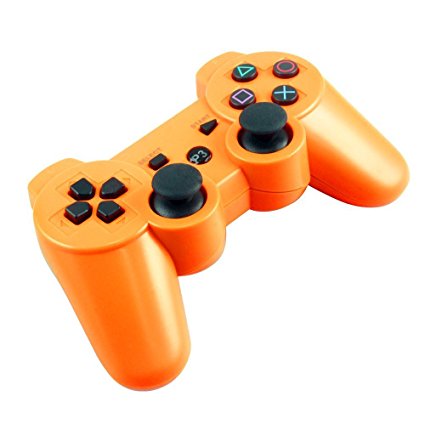 NCS Wireless Bluetooth Double Vibration Remote PS3 Controller for Playstation 3 (Orange)