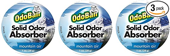 OdoBan Solid Odor Absorber Eliminator, Air and Pet Odor Freshener Purifier Multi Use Dye Free 3 Pack for Small Spaces, Mountain Air Fresh Scent