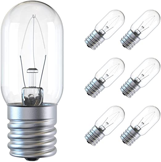 Appliance Light Bulb, 125V 25W Microwave Light Bulb Replacement Parts E17 Base Fits for Most GE Whirlpool Oven, Clear Incandescent T8 Oven Light Lamp(6 Pack)