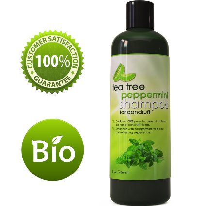 Tea Tree Peppermint Moisturizing Shampoo with Organic Mint and Jojoba Oil 8oz - Color Safe and Sulfate Free for Kids Women and Men - 100 Money-back Guaranteed and USA Made By Honeydew Products