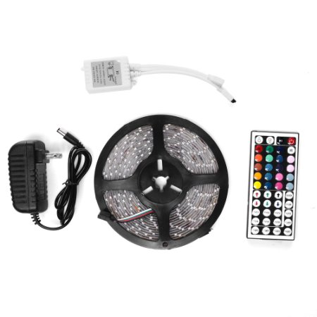 ANNT 164ft 5m Waterproof Flexible Strip 300leds Color Changing RGB Smd3528 LED Light Strip Kit RGB 5m 44key Remote12v 3a Power Supply