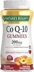 CoQ10 Gummies, CoQ10 200 mg per serving, Compatible with Nature's Bounty, 60 Gummies, Peach Mango Flavour