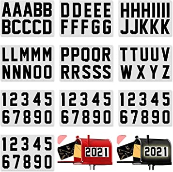 100 Piece Reflective Mailbox Number Stickers, Self Adhesive Reflective Capital Letter Sticker, Number Decals Vinyl Mailbox Number Decals for Mailbox Address, Bin, Window, Door, Cars (Black,3 Inch)