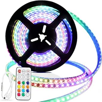 Muzata 16.4FT 3535 LED Strip Lights IP65 Waterproof DC12V Addressable 96LEDs/m Light Strip and 6-Pack 3.3ft/1Meter 17x20mm U Shape Spotless Silver Aluminum Channel System with Cover, U108