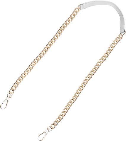 uxcell Purse Chain Strap, 47" Leather Iron Flat Chain Strap Handbag Chains Purse Handles Shoulder Cross Body Replacement Strap (White Strap Gold Chain)