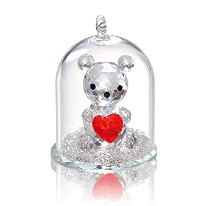 H&D Crystal Bear Figurine Collection in a Glass Dome Xmas Wedding Decoration Gifts for her