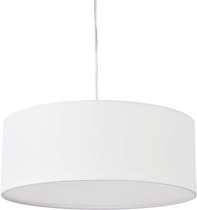 Modern 3-Light White Drum Pendant Light Fixture, 16''Nickel Fabric Shade, Acrylic Diffuser,Hanging Ceiling Lights,Simple Mid-Century Chandelier for Entryway,Hallway,Dining Room,Bedroomand Foyer
