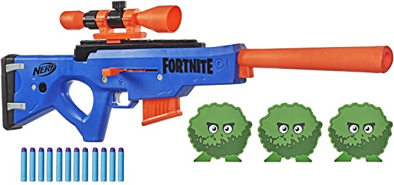 NERF Fortnite BASR-R Bolt Action Blaster -- Includes 3 Bush Targets, Removable Scope, Removable 6-Dart Clip, 6 Official Elite Darts