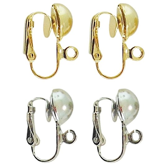 Dangle Clip Converters, 2 Pairs, 1 Silvertone, 1 Goldtone, in Silver Tone with Gold Tone Finish