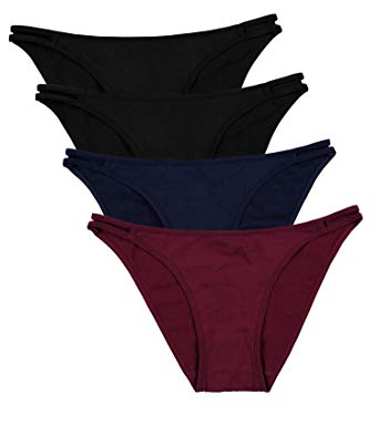 ATTRACO Women's Cotton Bikini Panties Cozy Underwear Low-Rise Panties 4 Pack