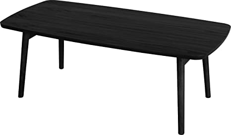 AZUMAYA SGS-229BK Folding Legs Coffee Center Table, W41.3 x D20.5 x H13.8 Inches, Natural Oak and Rubber Wood Material, Home and Living, Black Color