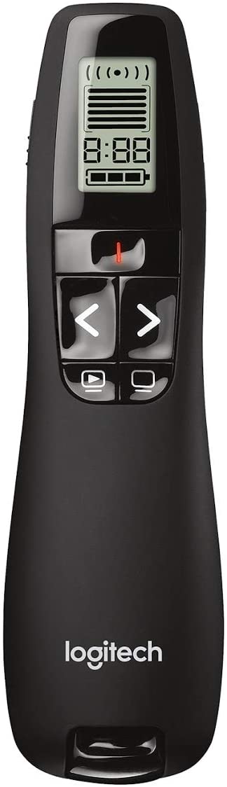 Logitech Professional Presenter R800, Wireless Presentation Clicker Remote with Green Laser Pointer and LCD Display