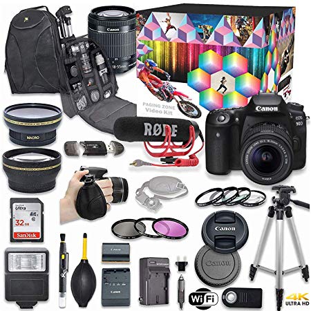 Canon EOS 90D DSLR Camera Deluxe Video Kit with Canon EF-S 18-55mm f/3.5-5.6 is STM Lens   Rode VIDEOMIC GO Microphone   SanDisk 32GB SD Memory Card   Accessory Bundle