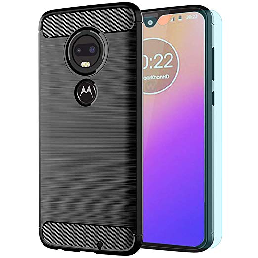 Moto G7 Case/Moto G7 Plus Case with HD Screen Protector Thinkart Frosted Shield Luxury Slim Design for Motorola Moto G7/G7 Plus Phone (Black)