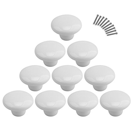10Pcs Dresser Knobs, YIFAN Cute Drawer Puls for Kids' Room Ceramic Door Cabinet Handles - White