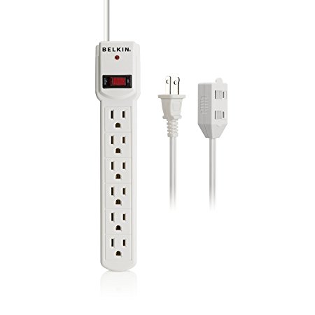 Belkin 6-Outlet Surge Protector with 3-Foot Cord (Plus An Extra 6-Foot Extension Cord)