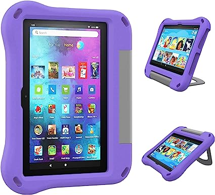 All-New H D 8 Case Kids, Tablet 8 Case for Kids(12th Generation, 2022 Release/10th Generation, 2020 Release) -Auorld Lightweight Shockproof Case with Handle for All-New 8 inch Tablet 2022 -Purple