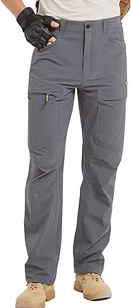 Men's Hiking Pants Quick Dry Lightweight Travel Pants Stretch Outdoor Cargo Pants with Elastic Waist for Fishing