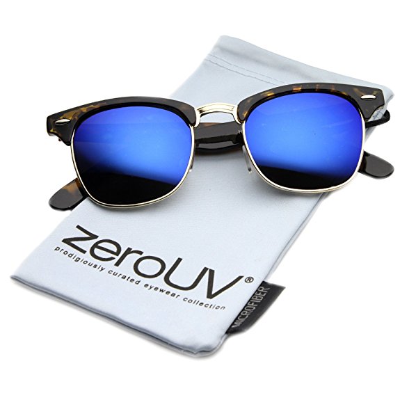 zeroUV® - Designer Inspired Classic Half Frame Horned Rim Wayfer Sunglasses