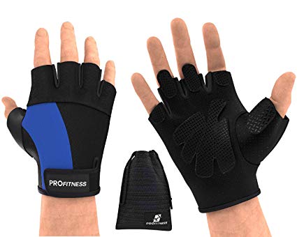 ProFitness Weight Lifting Gym Gloves (Fingerless) | Durable Padded Design for Weightlifting, Cross Training, Bodybuilding & Powerlifting | Strong Grip Workout Accessory for Men & Women