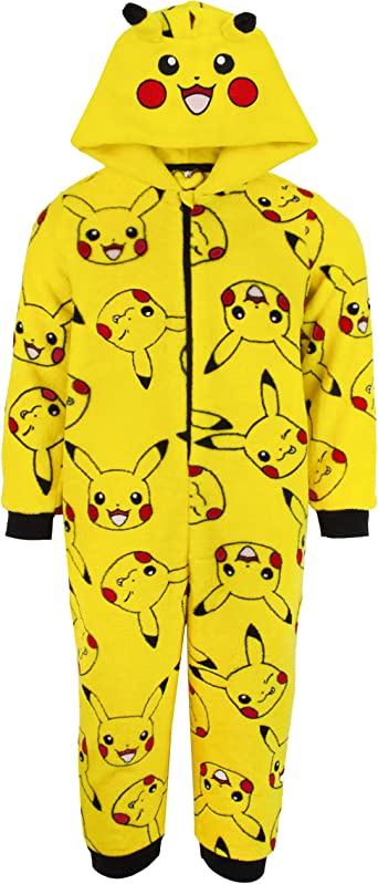 Pokemon Onesie Boys Pikachu Yellow 3D Ears Kids All In One