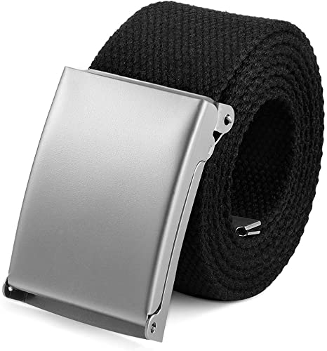 Vbiger Unisex Belt Canvas Belt with Automatic Buckle Military Tactical Black Belt