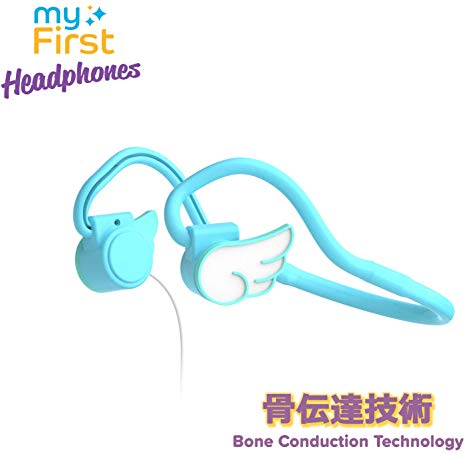 myFirst Headphone BC - Over The Ear Headphone for Kids with Bone Conduction Technology Kid Safe Materials with Unique Design Compact Customizable Decorative Surrounding Alert (Blue)