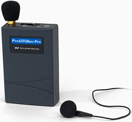 Williams Sound PKT PRO1-2 Pocketalker PRO System Amplifier with Single Mini Earbud, 100 hours of battery life, Adjustable volume control/internal tone control, Accommodates a variety of earphone and h