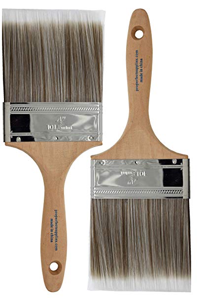 Pro-Grade Premium Wall/Trim House Paint Brush Set Great for Professional Painter and Home Owners Painting Brushes for Cabinet Decks Fences Interior Exterior & Commercial Paintbrush. (2Ea 4F)