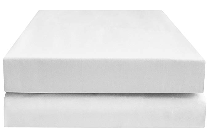 PHF Hotel Collection Fitted Sheet 200T Cotton Polyester Percale Deep Pocket Sheet 2 Sheets Queen Size White