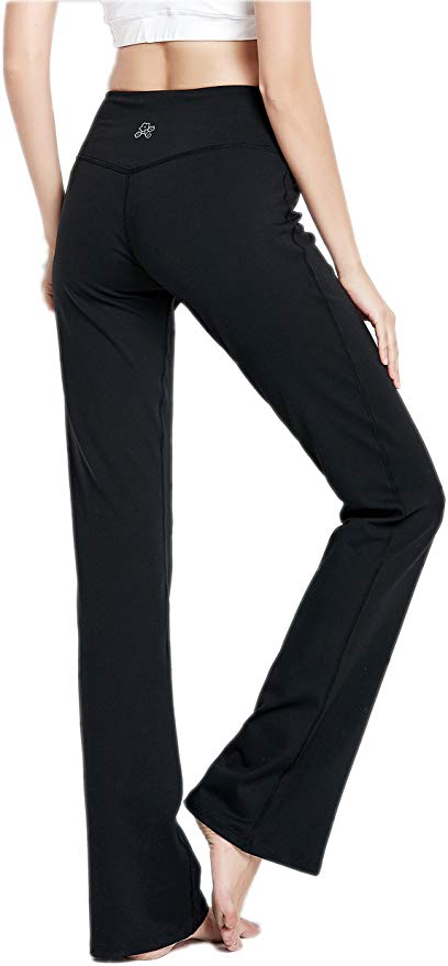 VIGORPACE 33" Inseam Length Women’s Bootcut Yoga Pants Long Bootleg Flare Pants Inner Hidden Pocket(S) Black
