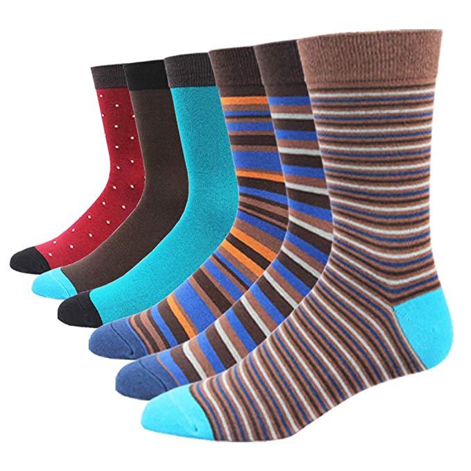 SOXART Men's Assorted Dress Socks 6 Pack Patterned Style
