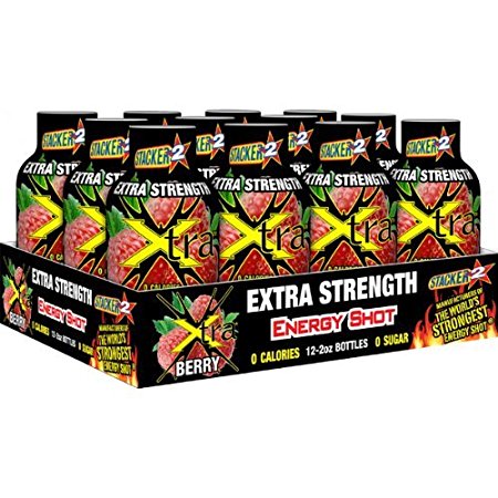 Stacker 2 Energy Shot Extra Strength Berry Flavor: 12ea   - 2 Fl oz