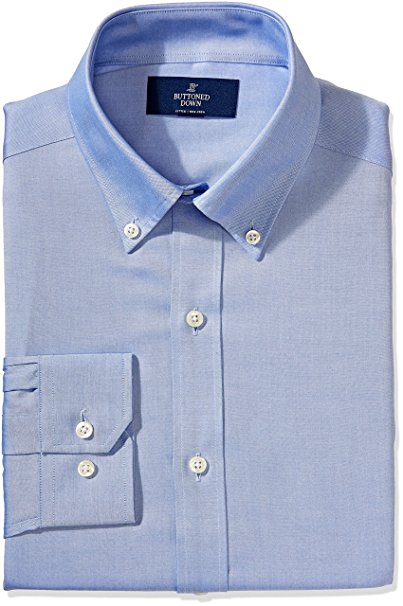 Buttoned Down Men's Non-Iron Fitted Pinpoint Button Collar Dress Shirt