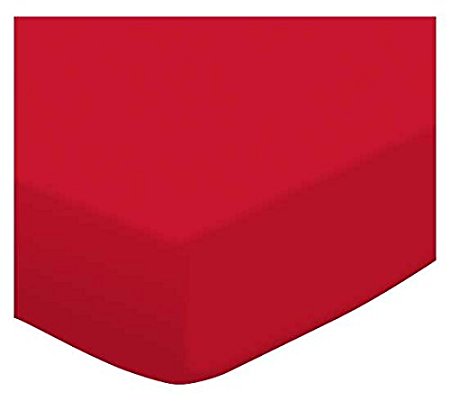 SheetWorld Fitted Crib / Toddler Sheet - Solid Red Jersey Knit - Made In USA
