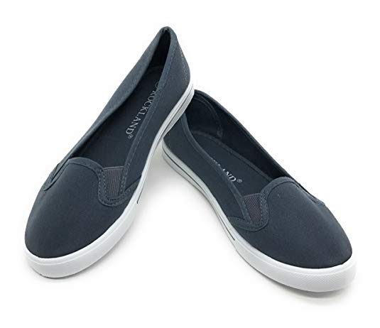 EASY21 Women Canvas Round Toe Slip on Flat Fashion Sneaker