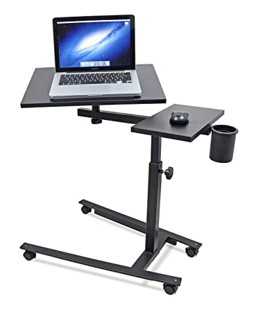 Isomars 360°Rotatable Table Laptop Table Study Desk, Caster Lockable Wheels, & Height Adjustable for Breakfast Table, Work from Home & Online Classes (Black)