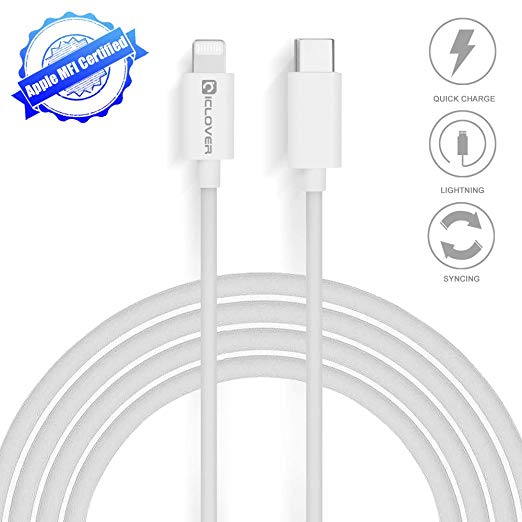USB C to Lightning Cable,IC ICLOVER (Apple MFI Certified) Type C PD Fast Charging Syncing Cord for iPhone X/XS MAX/8/8 Plus,MacBook 2016/2018 Release,iPad,Other iOS Devices (3.3ft White)