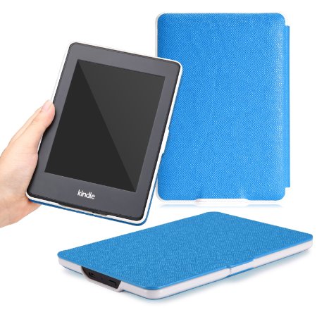 MoKo Case for Kindle Paperwhite, Premium Thinnest and Lightest Leather Cover with Auto Wake / Sleep for Amazon All-New Kindle Paperwhite (Fits All 2012, 2013 and 2015 Versions), BLUE