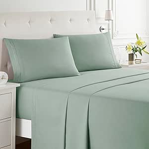 Nestl Full XL Size Sheet Sets - 4 Piece King Sheets, Deep Pocket, Hotel Luxury, Extra Soft, Breathable and Cooling, Sage Green Sheets for Full XL Size Mattress