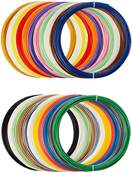 AmazonBasics PLA 3D Printer Filament, 1.75mm, 22 Assorted Colors, 1.25 kg total weight