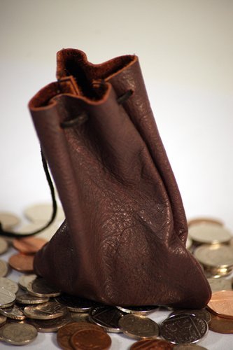 Medieval-Larp-SCA-Pagan-Reenactment Brown Leather DRAWSTRING MONEY POUCH/BAG